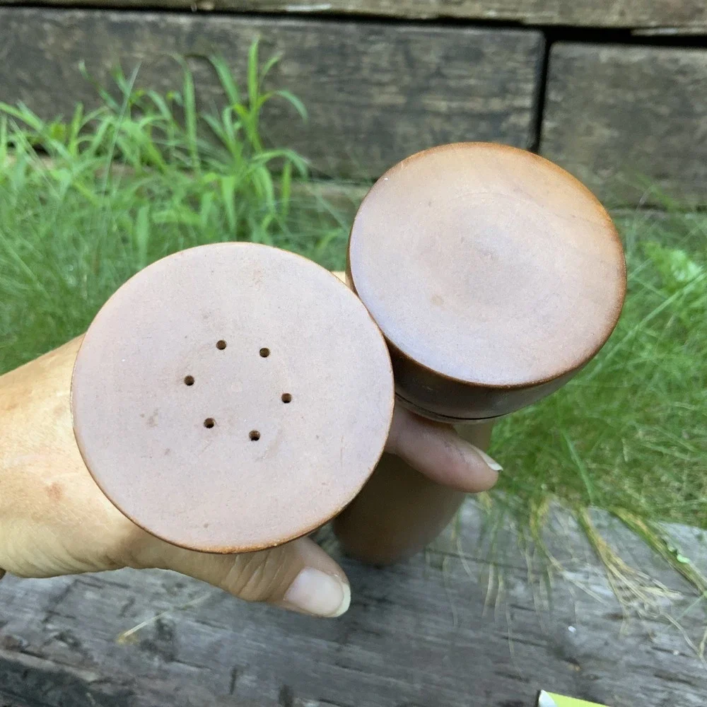 Vintage Mid Century Modern Tapered Wood Salt And Pepper‎ Shaker Set Japan 10.5